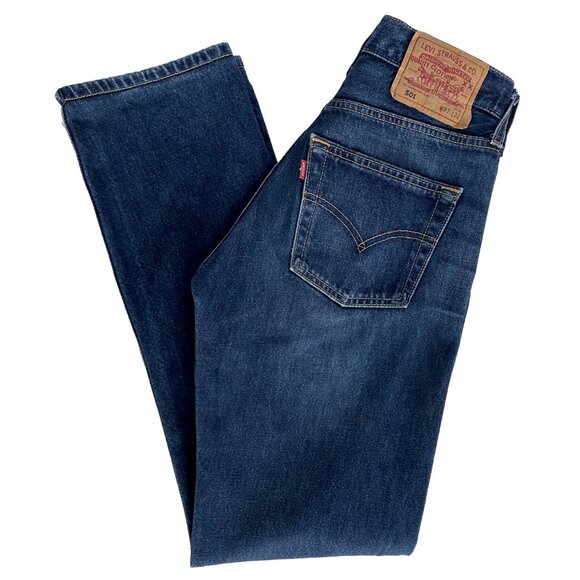 VINTAGE LEVIS 501 DARK BLUE WASH RED TAB DENIM JEANS 27 x 32 30 - Picture 5 of 7